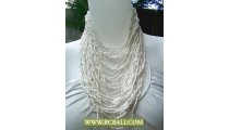 White Multi Strand Beads Necklaces with Buckle